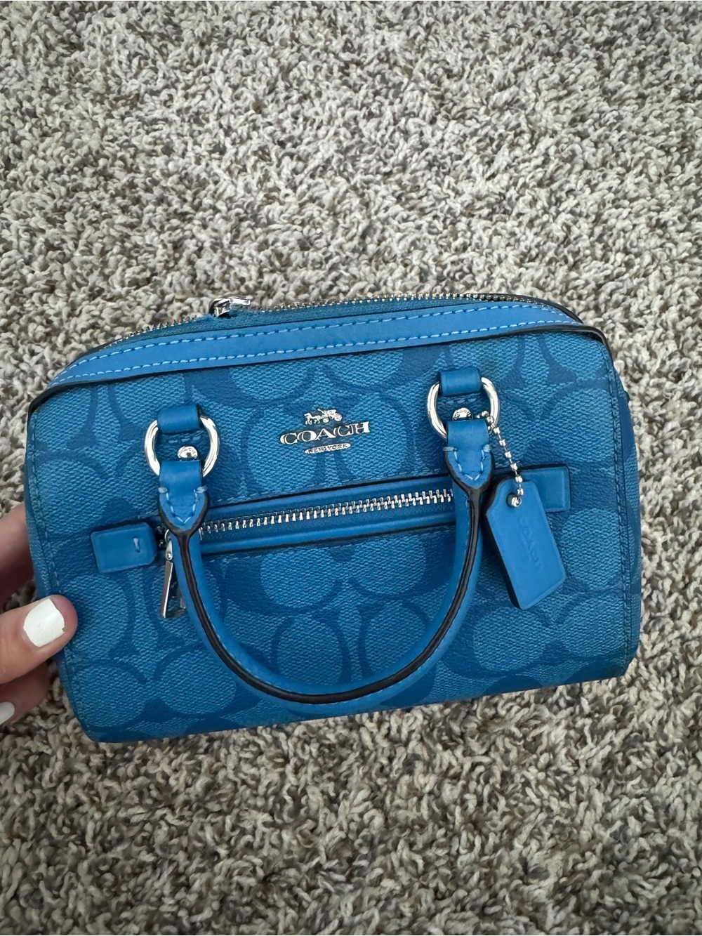 Broken Zipper, Coach Mini Satchel in Blue